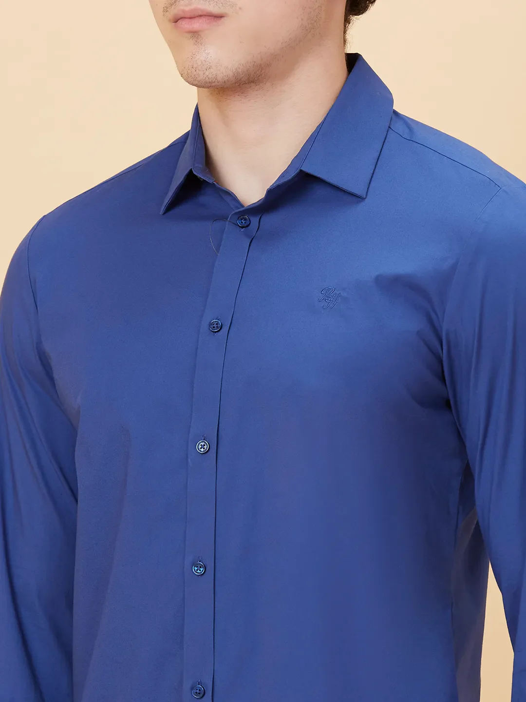 Navy Slim Fit Regular Collar Men's Shirt by Being Human Clothing - Image 5