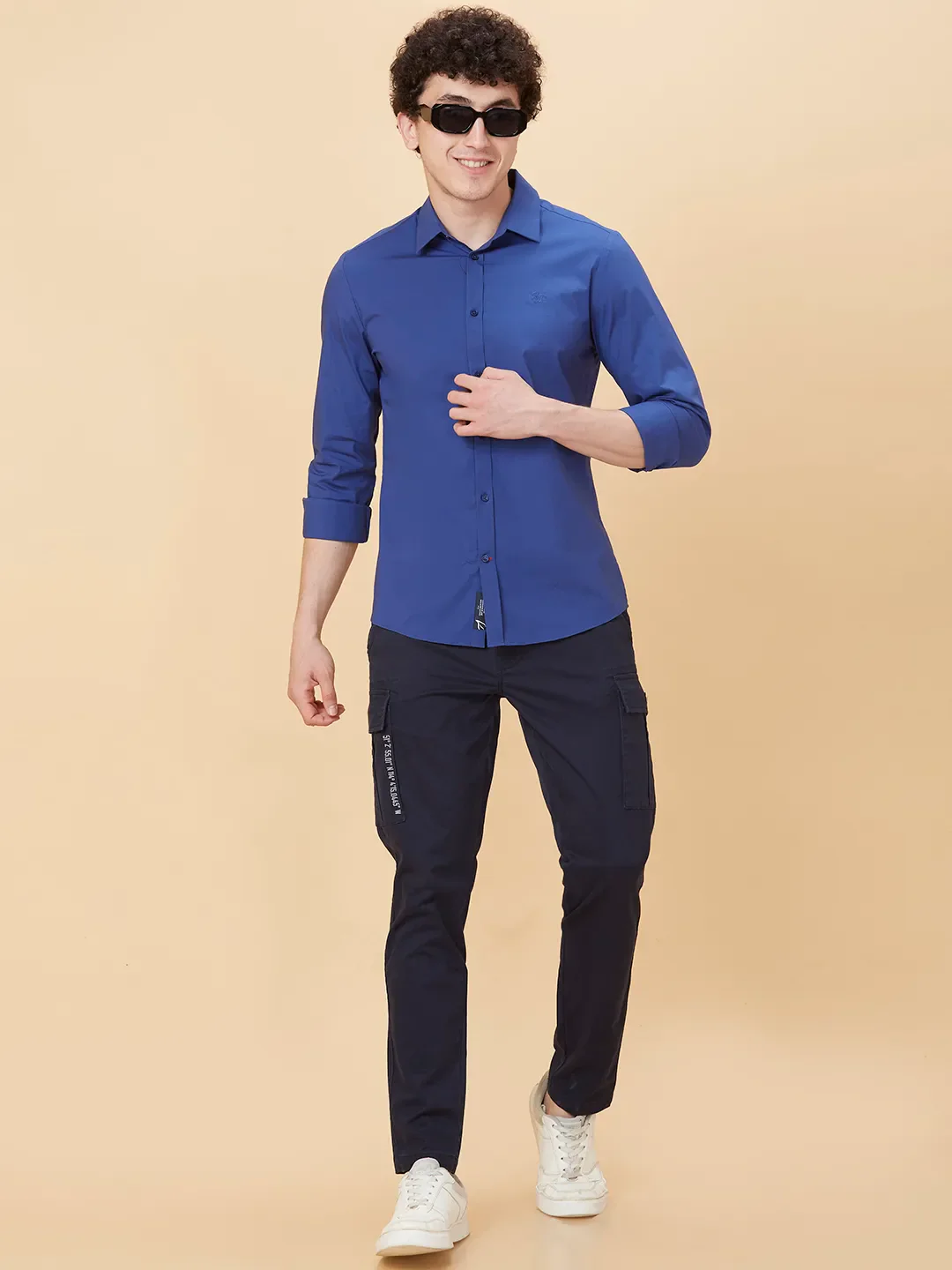 Navy Slim Fit Regular Collar Men's Shirt by Being Human Clothing - Image 6