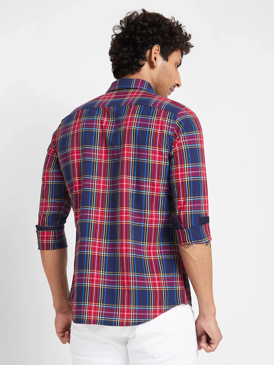 Navy Slim Fit Regular Collar Men's Shirt by Being Human Clothing - Image 3