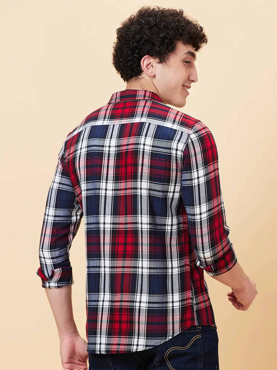 Blue Slim Straight Fit Regular Collar Long Sleeves Men's Shirt by Being Human Clothing - Image 2