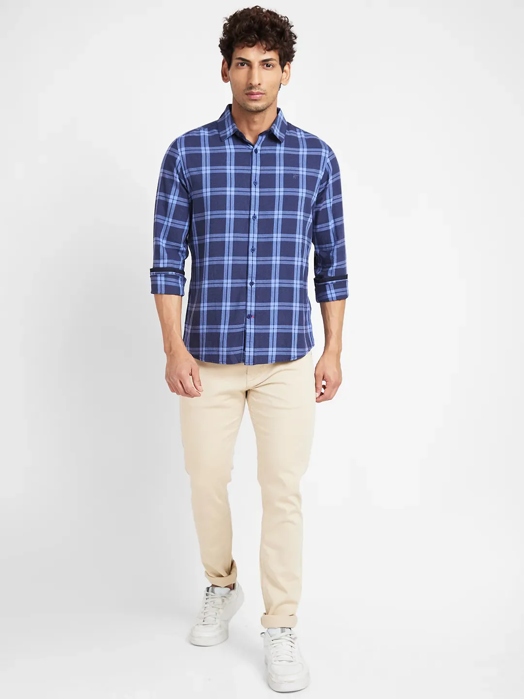 Navy Slim Fit Regular Collar Men's Shirt by Being Human Clothing - Image 2