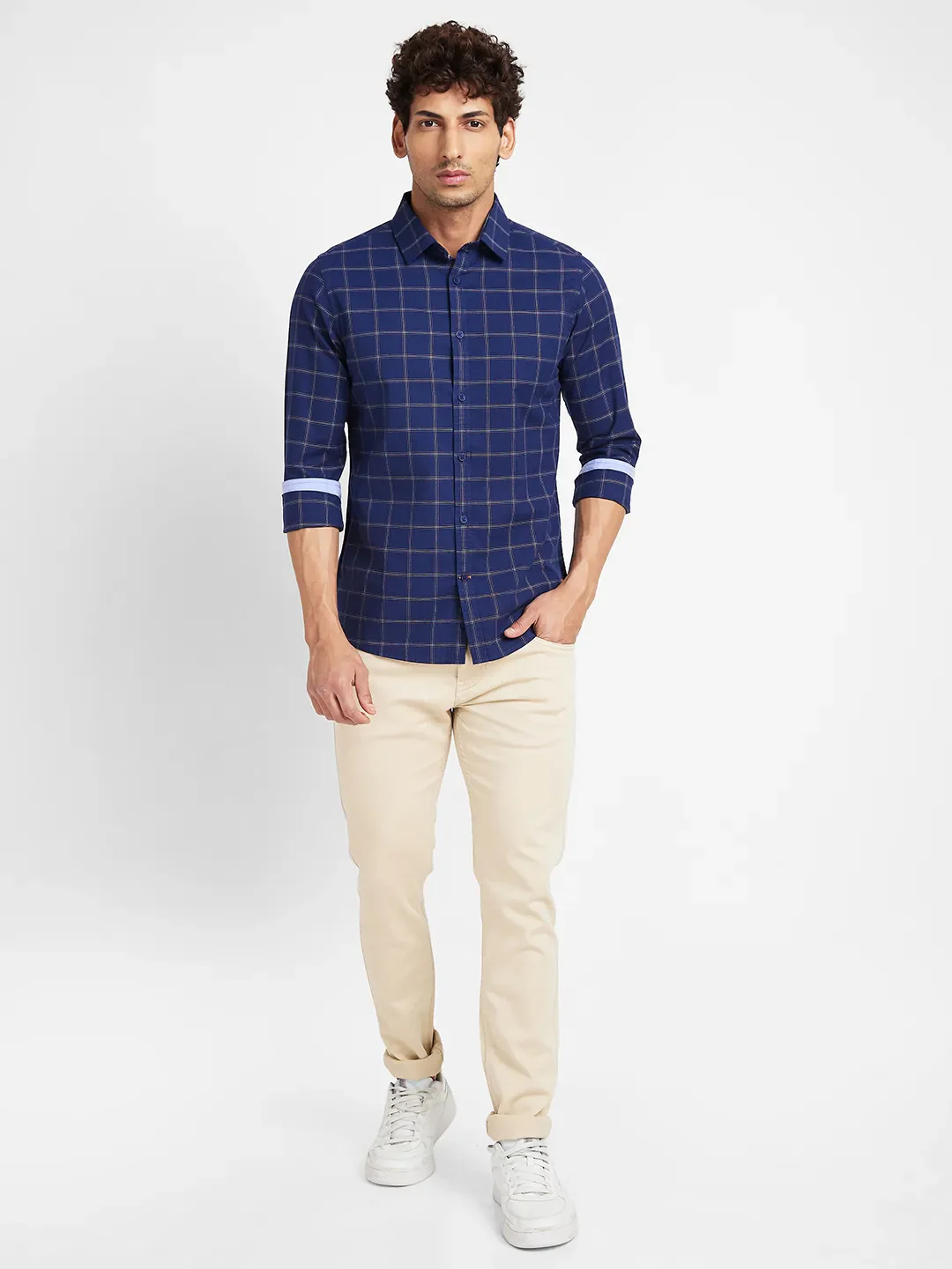 Navy Slim Fit Regular Collar Men's Shirt by Being Human Clothing - Image 2