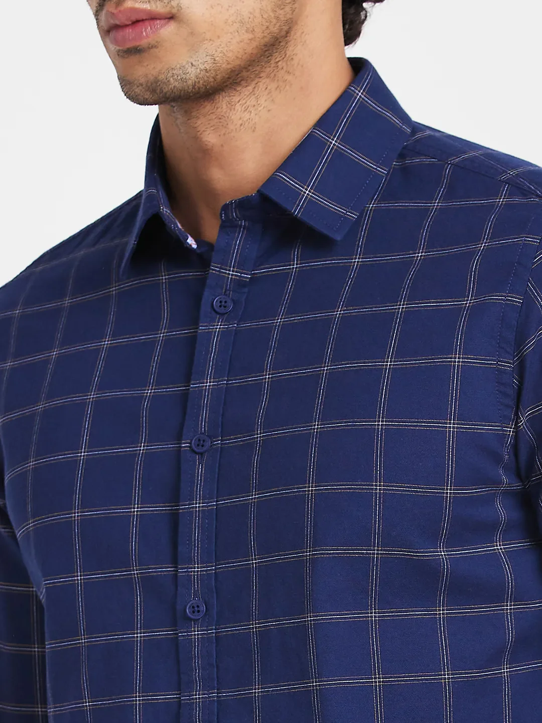 Navy Slim Fit Regular Collar Men's Shirt by Being Human Clothing - Image 5