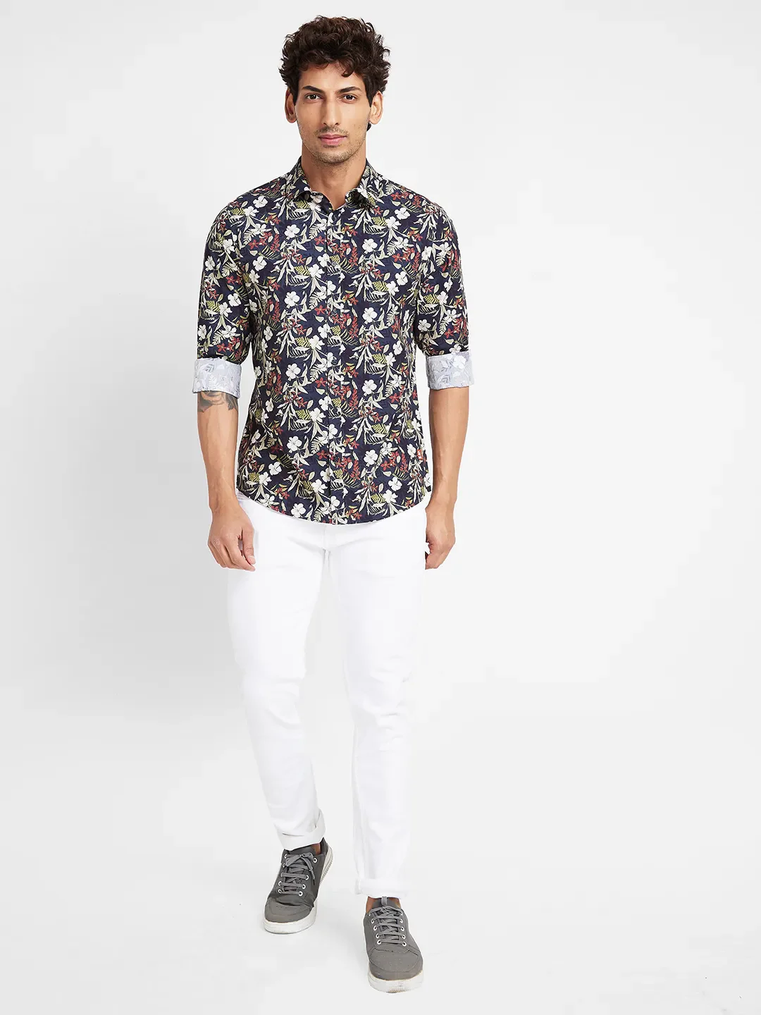 Navy Slim Fit Regular Collar Men's Shirt by Being Human Clothing - Image 2