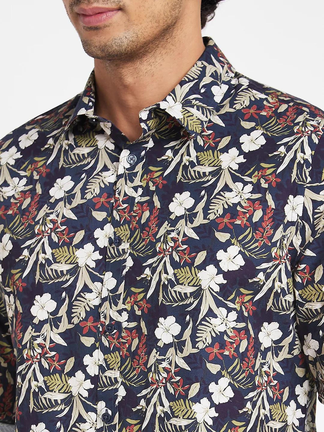 Navy Slim Fit Regular Collar Men's Shirt by Being Human Clothing - Image 5