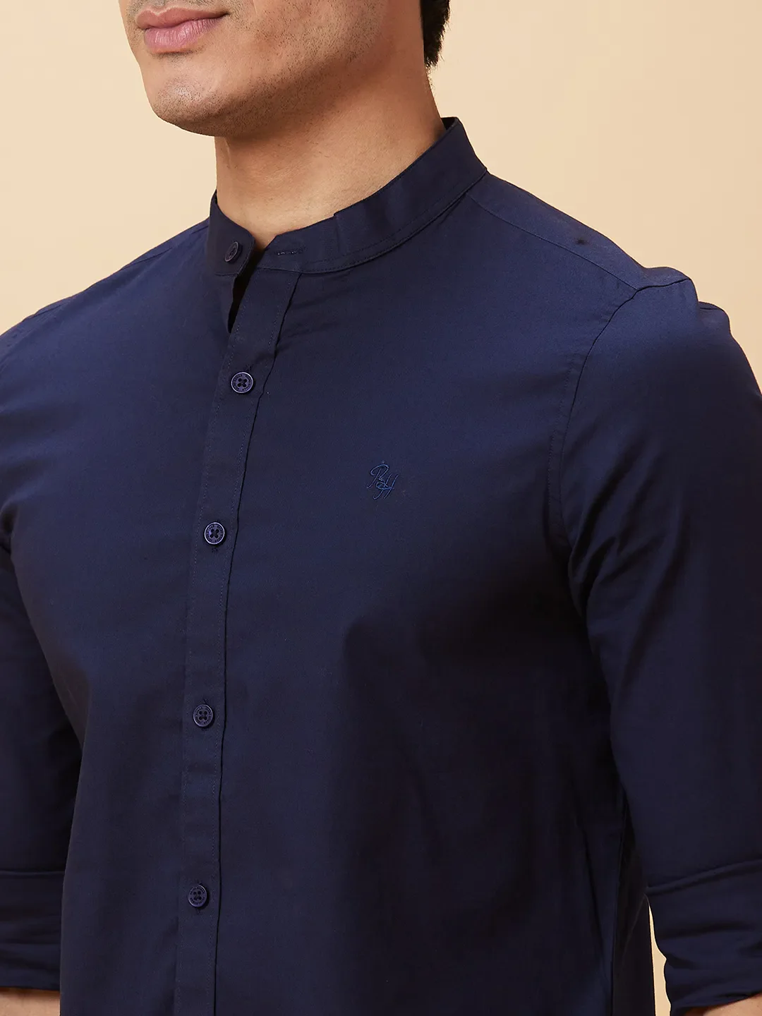 Navy Slim Fit Regular Collar Men's Shirt by Being Human Clothing - Image 5