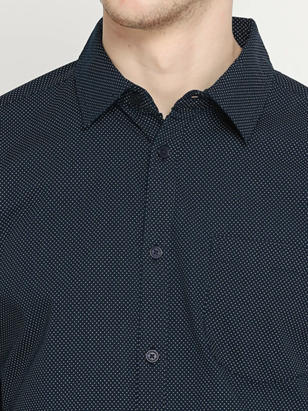Blue Slim Straight Fit Regular Collar Long Sleeves Men's Shirt by Being Human Clothing - Image 5