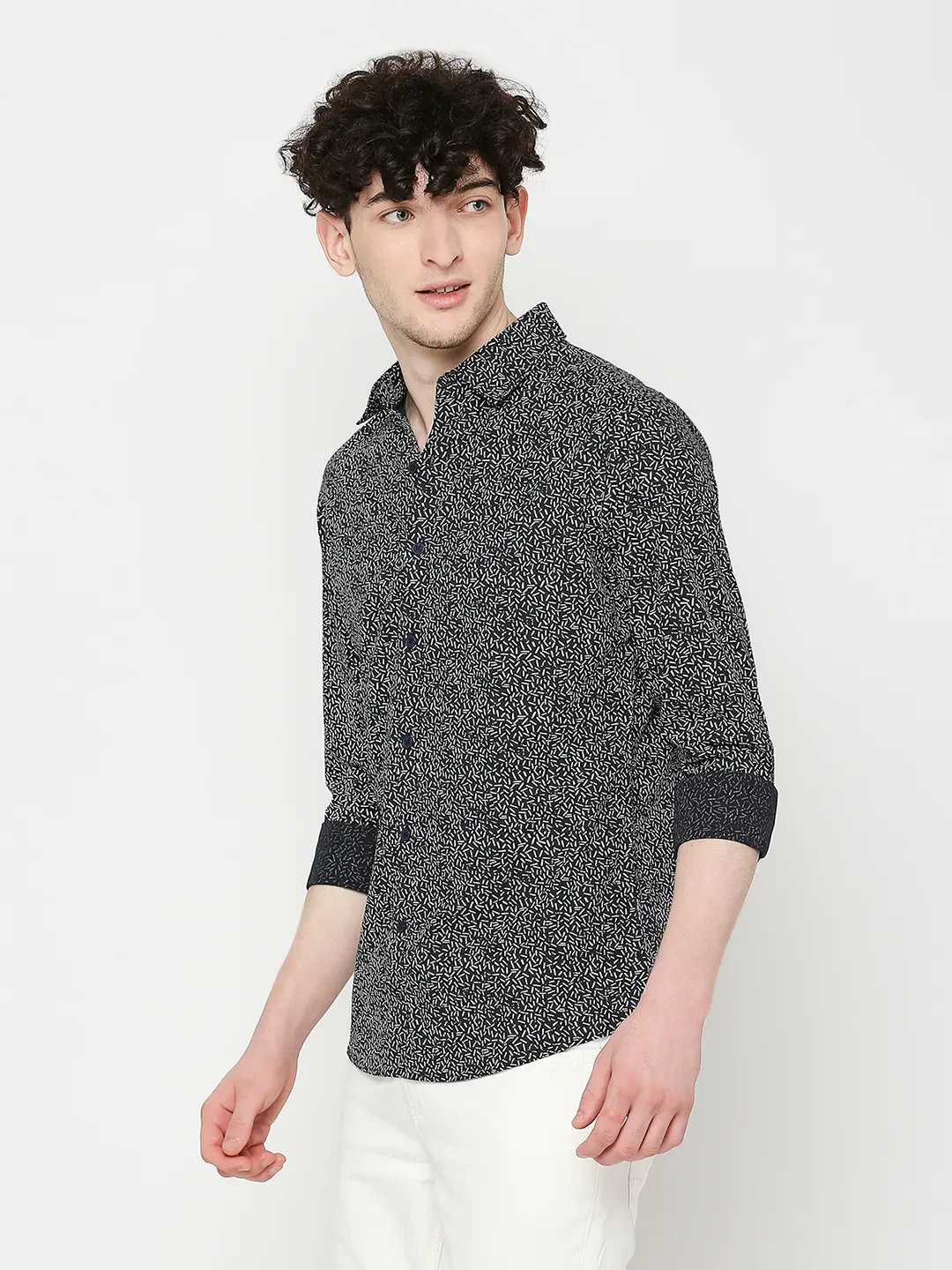 Blue Slim Straight Fit Regular Collar Long Sleeves Men's Shirt by Being Human Clothing - Image 2
