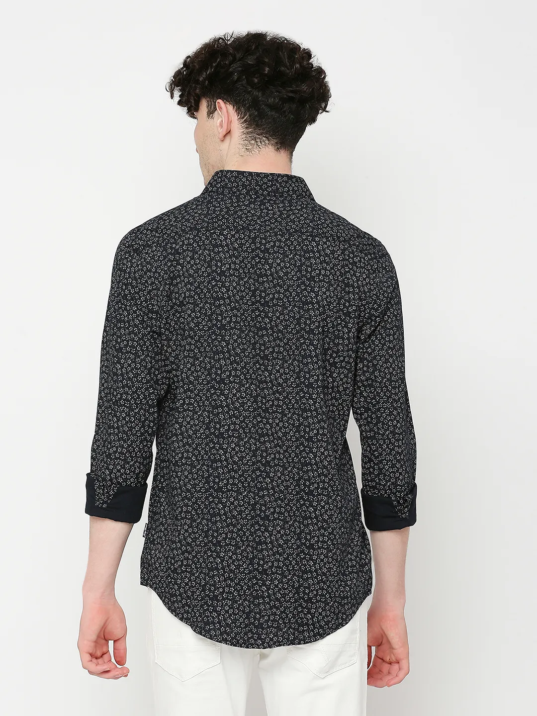 Blue Slim Straight Fit Regular Collar Long Sleeves Men's Shirt by Being Human Clothing - Image 4