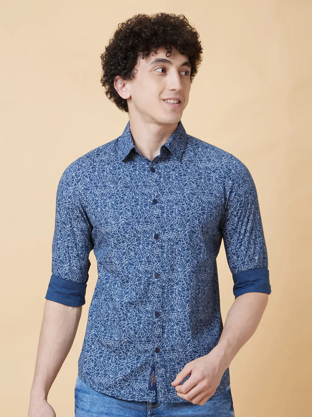 Blue Slim Straight Fit Regular Collar Long Sleeves Men's Shirt by Being Human Clothing - Image 6