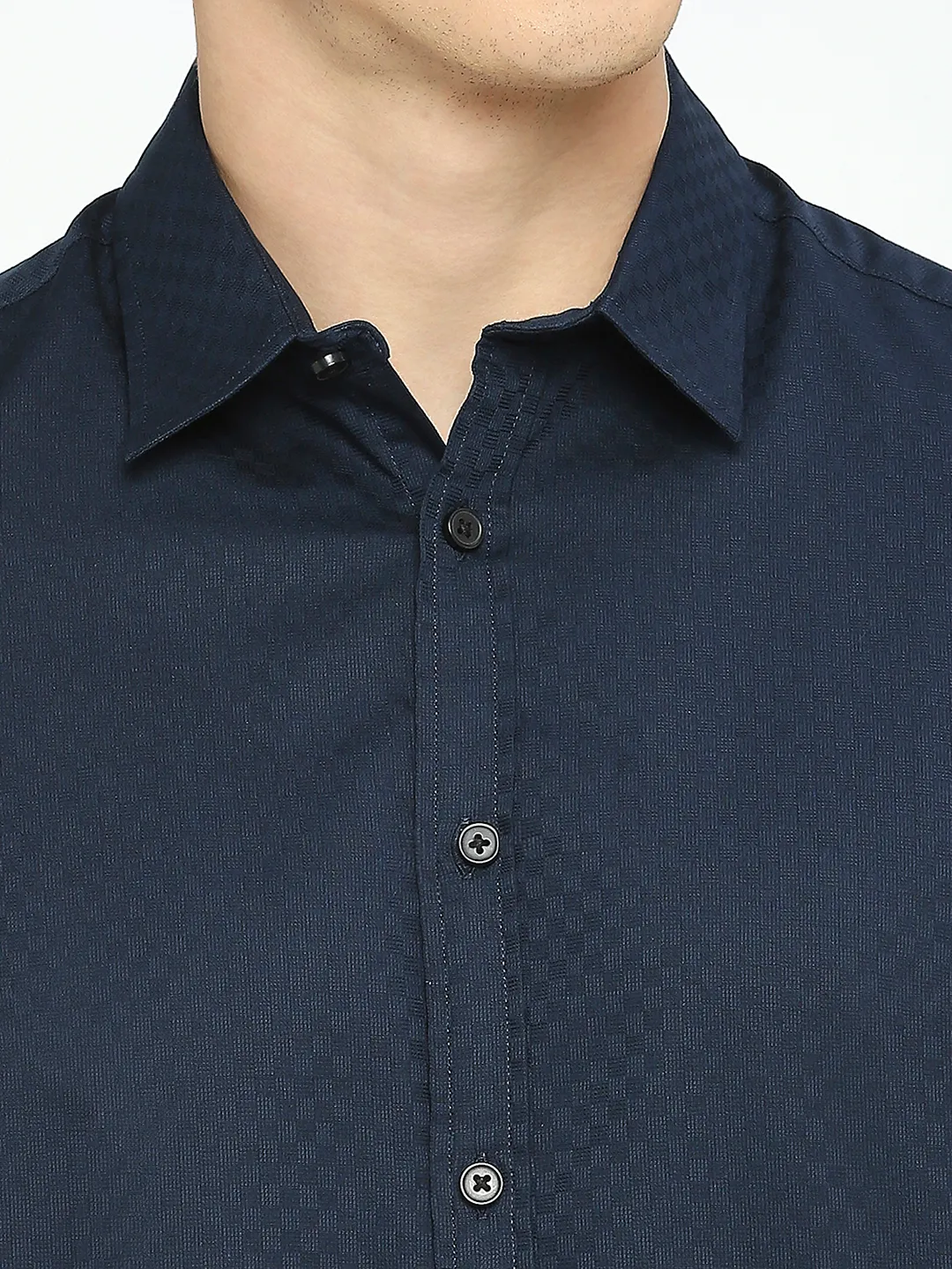 Navy Slim Fit Regular Collar Men's Shirt by Being Human Clothing - Image 5