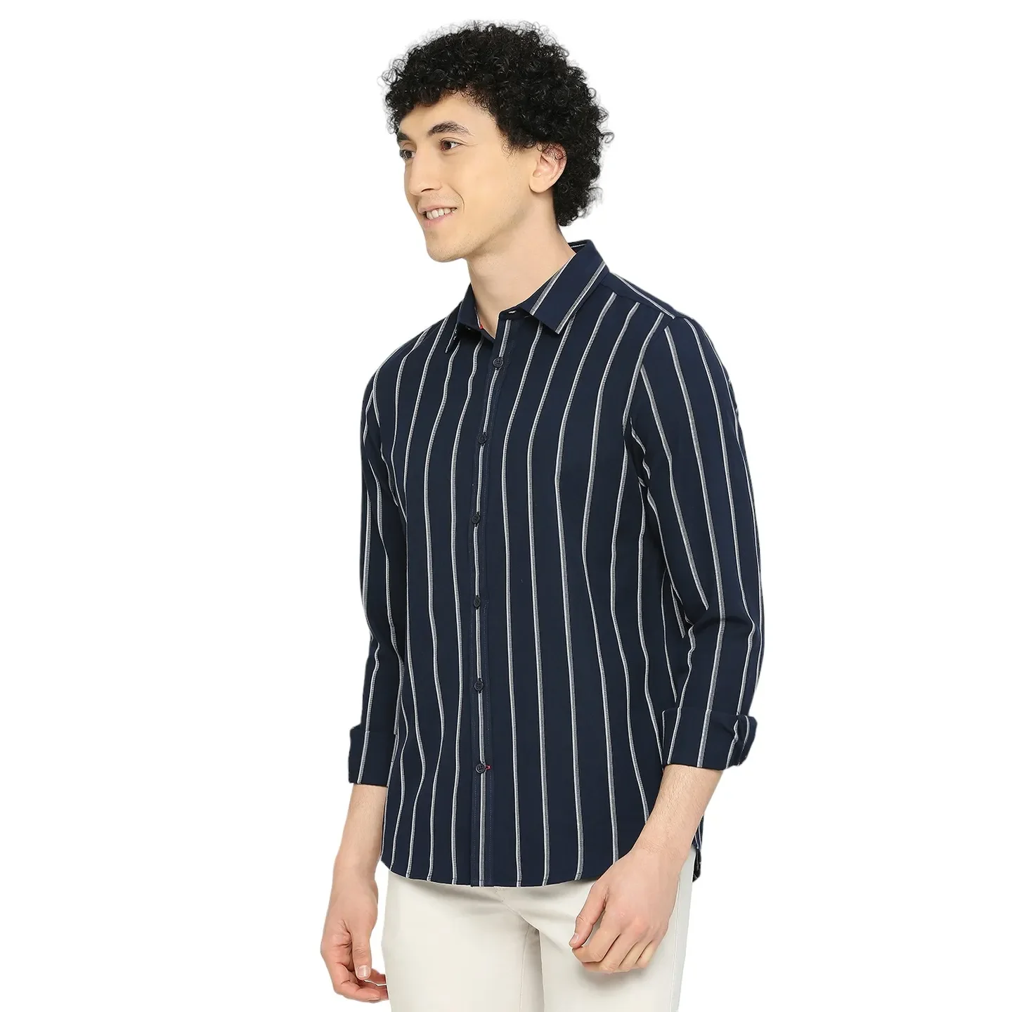 Blue Slim Straight Fit Regular Collar Long Sleeves Men's Shirt by Being Human Clothing - Image 2