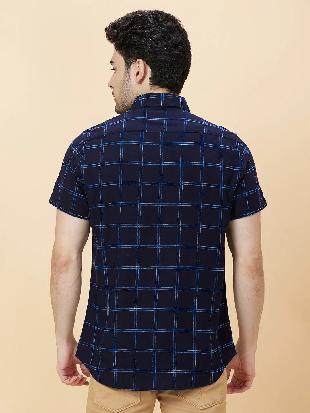 Navy Slim Fit Regular Collar Men's Shirt by Being Human Clothing - Image 4