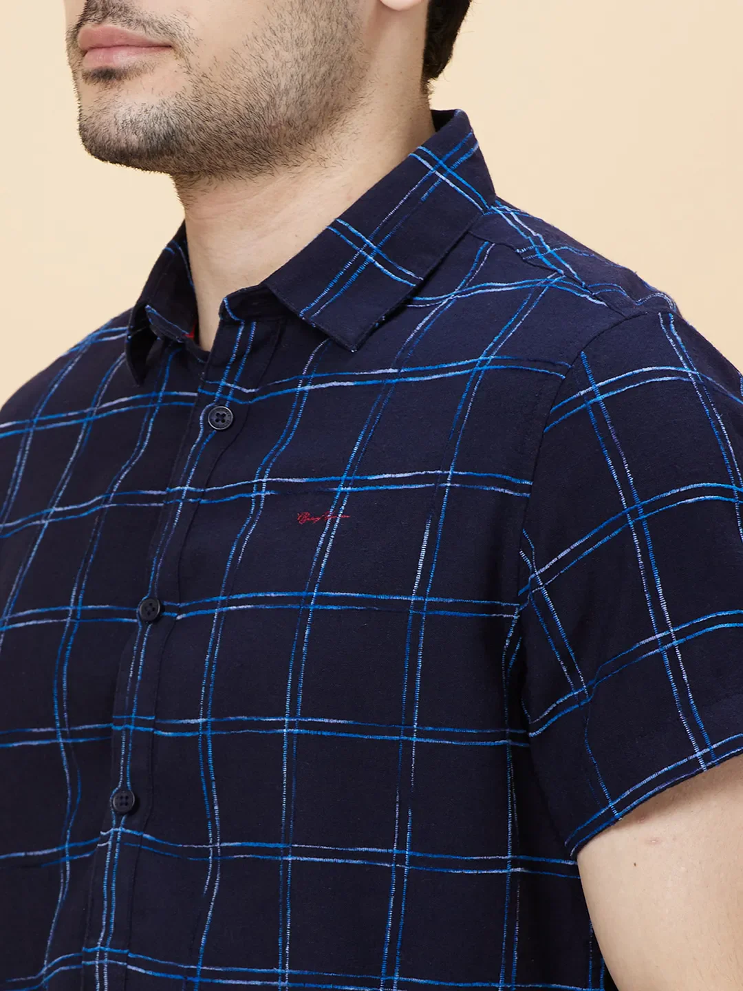 Navy Slim Fit Regular Collar Men's Shirt by Being Human Clothing - Image 5