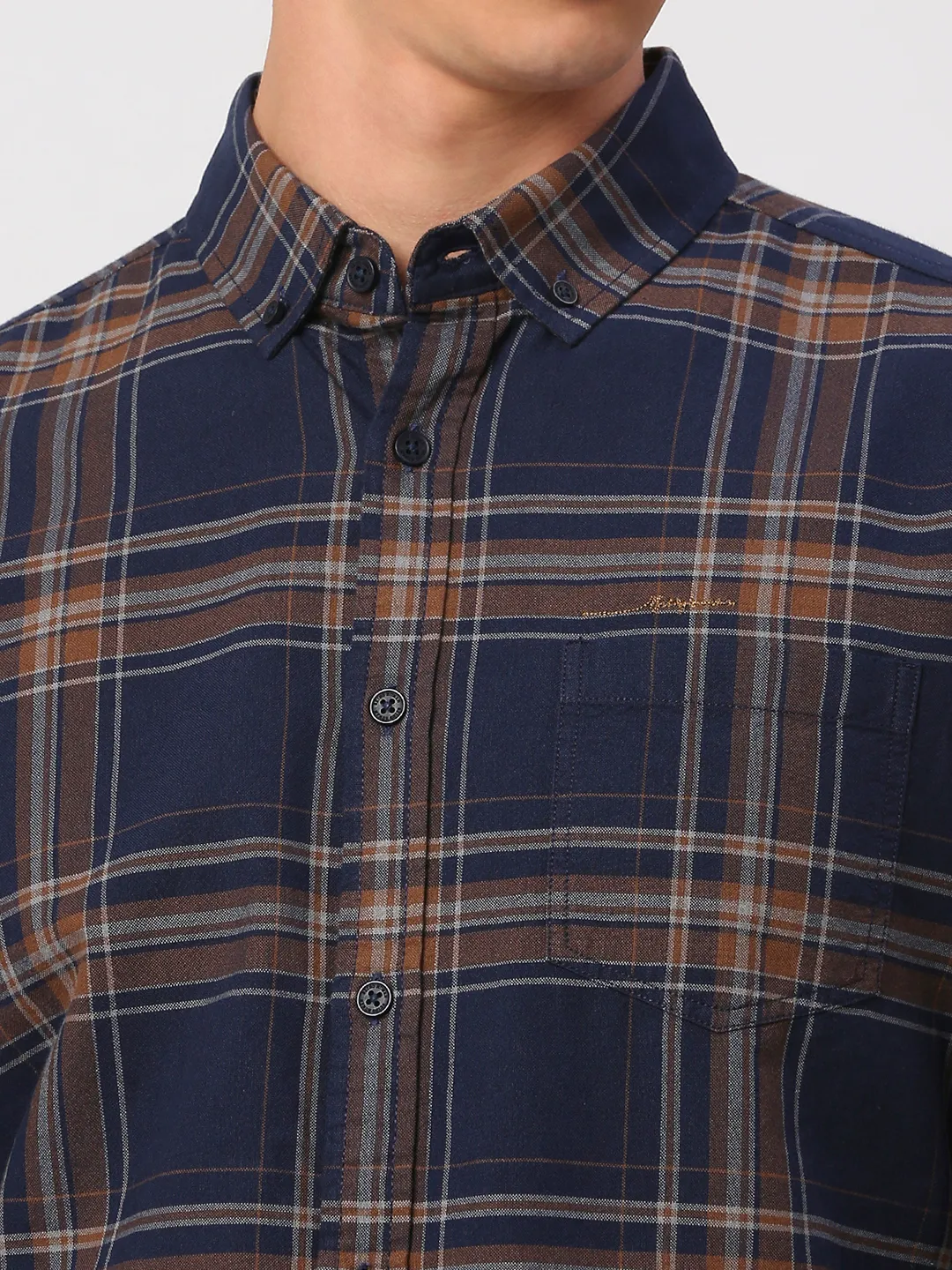 Navy Slim Fit Regular Collar Men's Shirt by Being Human Clothing - Image 5
