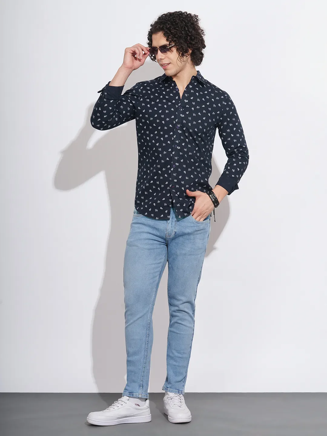 Navy Slim Fit Regular Collar Men's Shirt by Being Human Clothing - Image 4