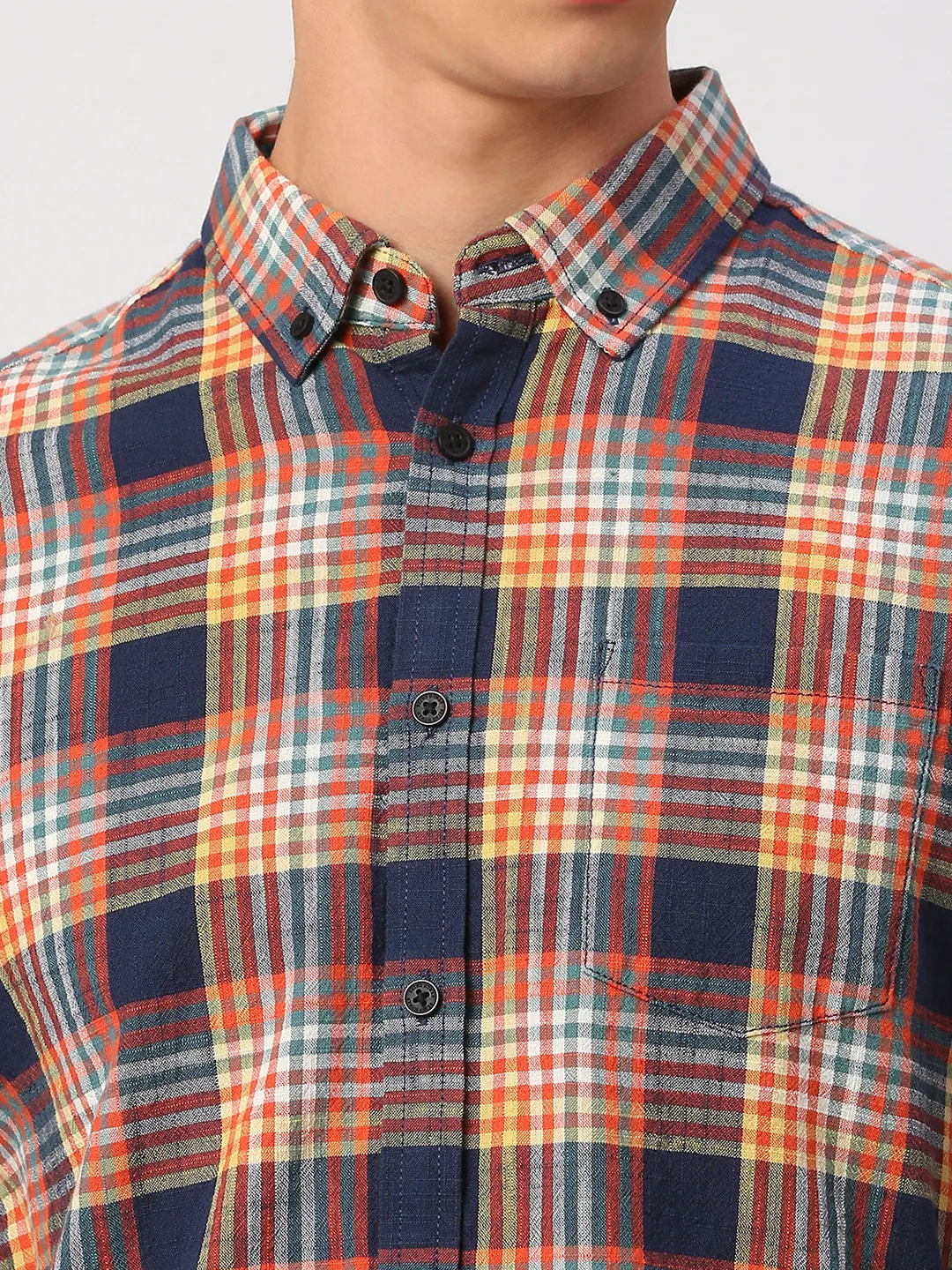 Navy Slim Fit Regular Collar Men's Shirt by Being Human Clothing - Image 5