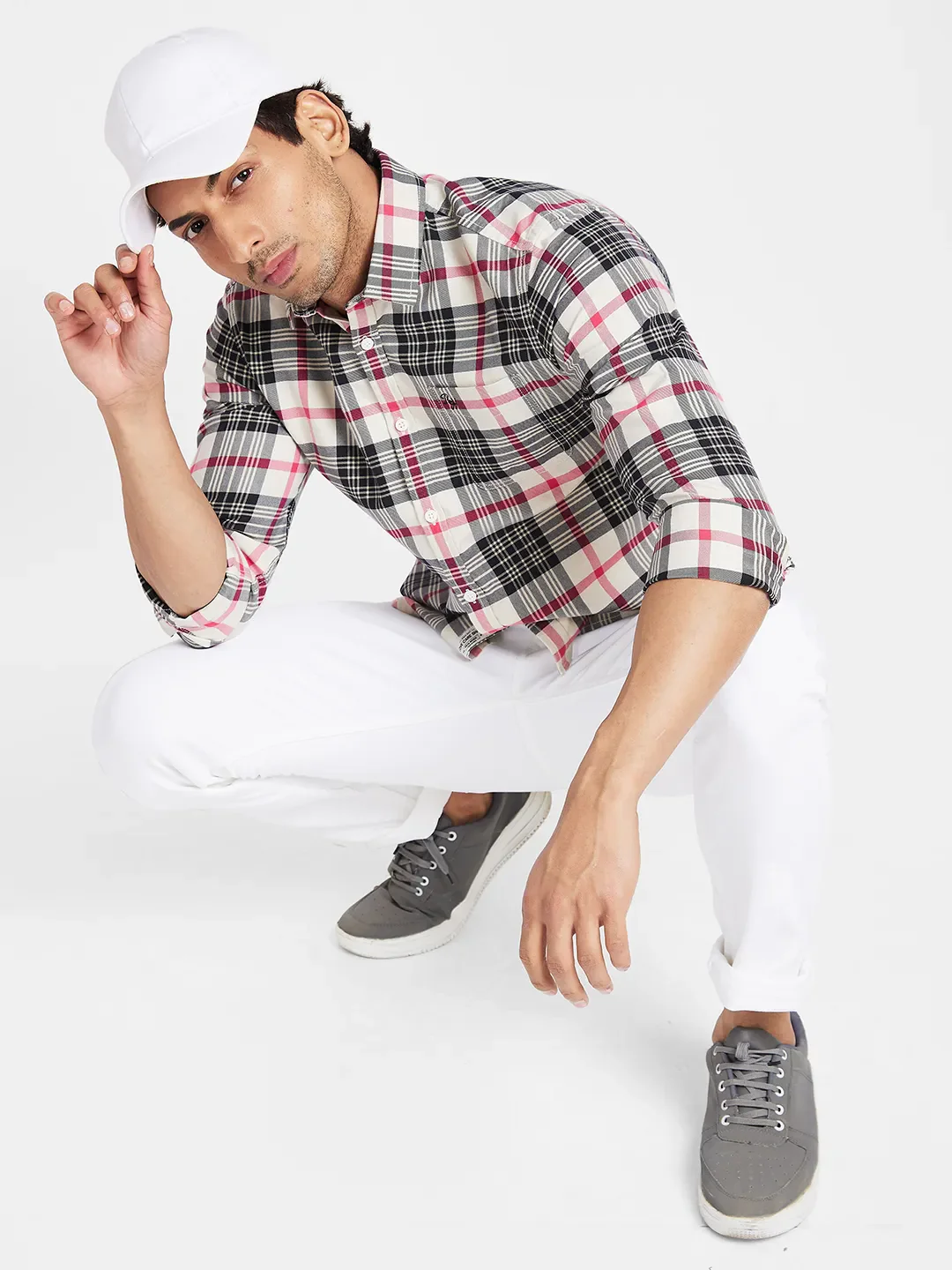 White Slim Straight Fit Regular Collar Long Sleeves Men's Shirt by Being Human Clothing - Image 5