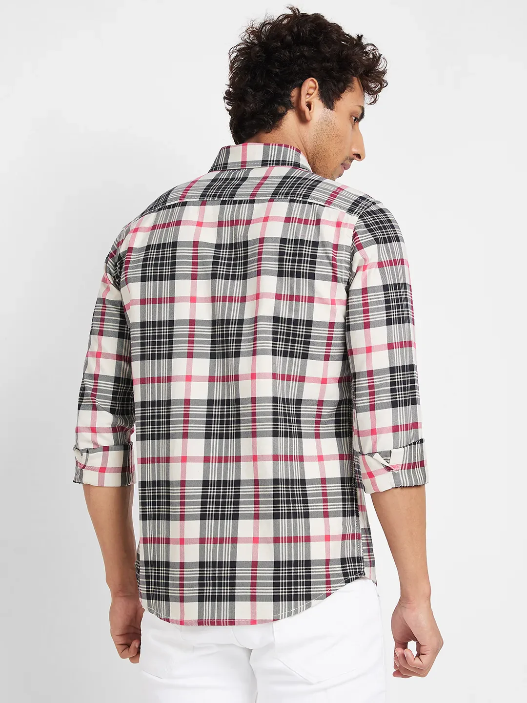 White Slim Straight Fit Regular Collar Long Sleeves Men's Shirt by Being Human Clothing - Image 6