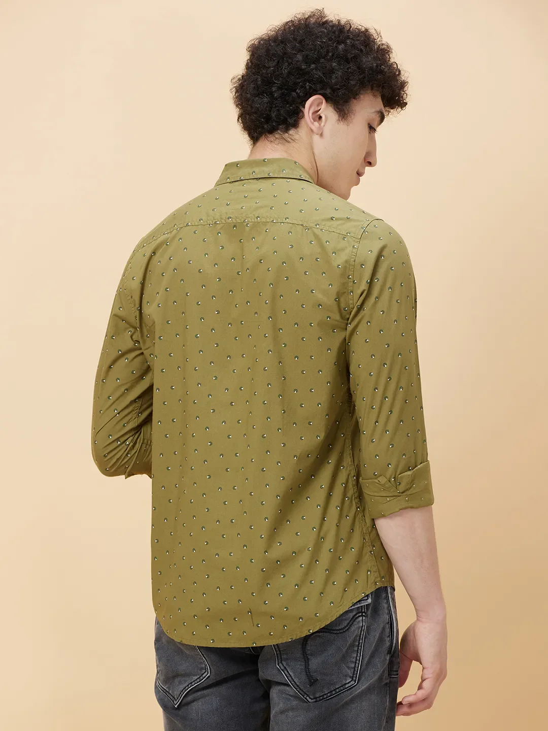 Olive Slim Fit Regular Collar Men's Shirt by Being Human Clothing - Image 4