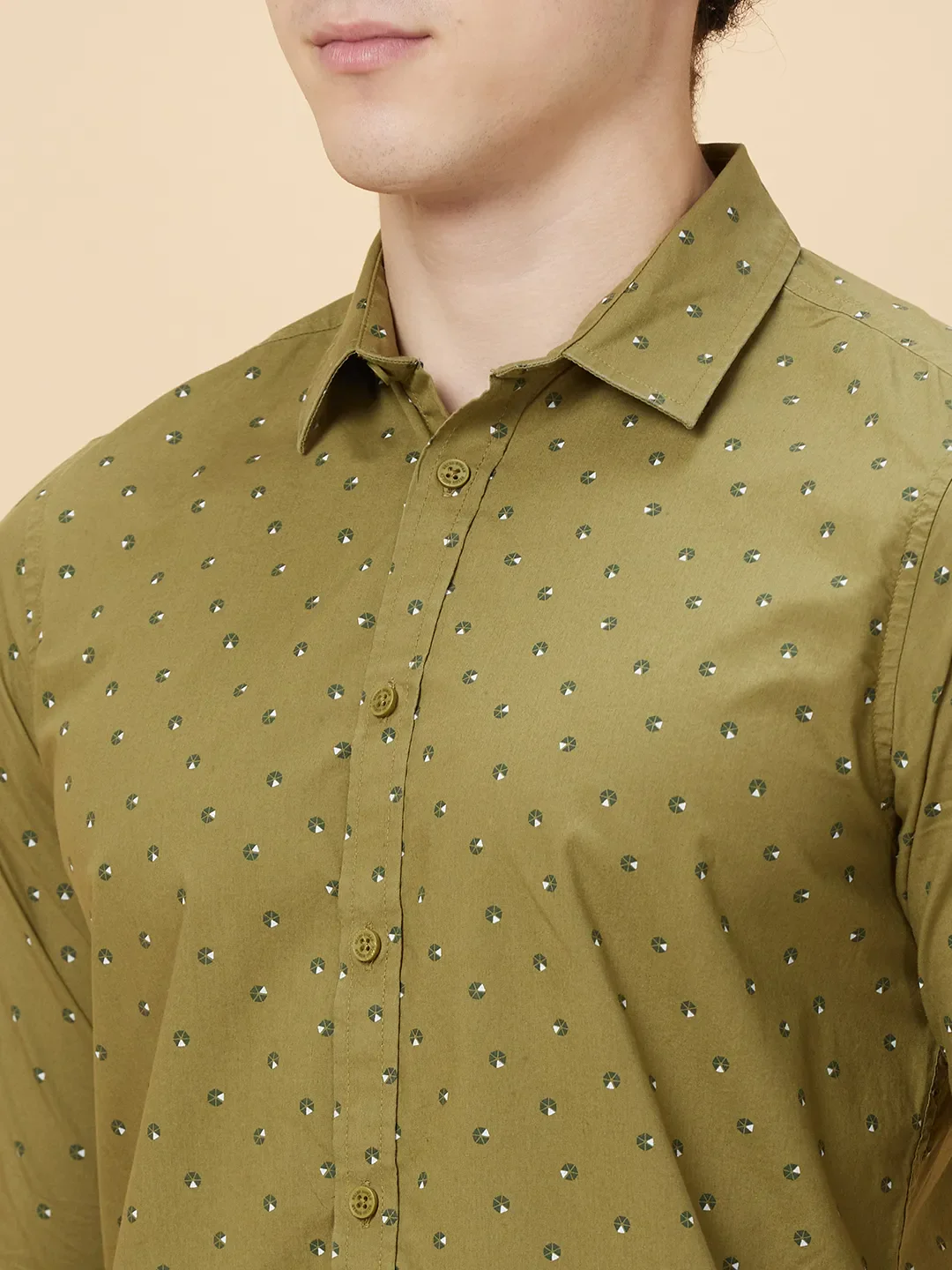 Olive Slim Fit Regular Collar Men's Shirt by Being Human Clothing - Image 5