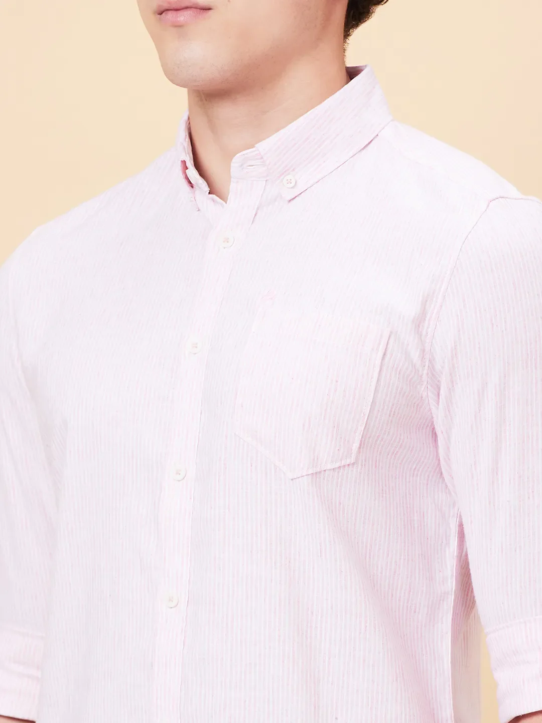 Pink Slim Fit Regular Collar Men's Shirt by Being Human Clothing - Image 5