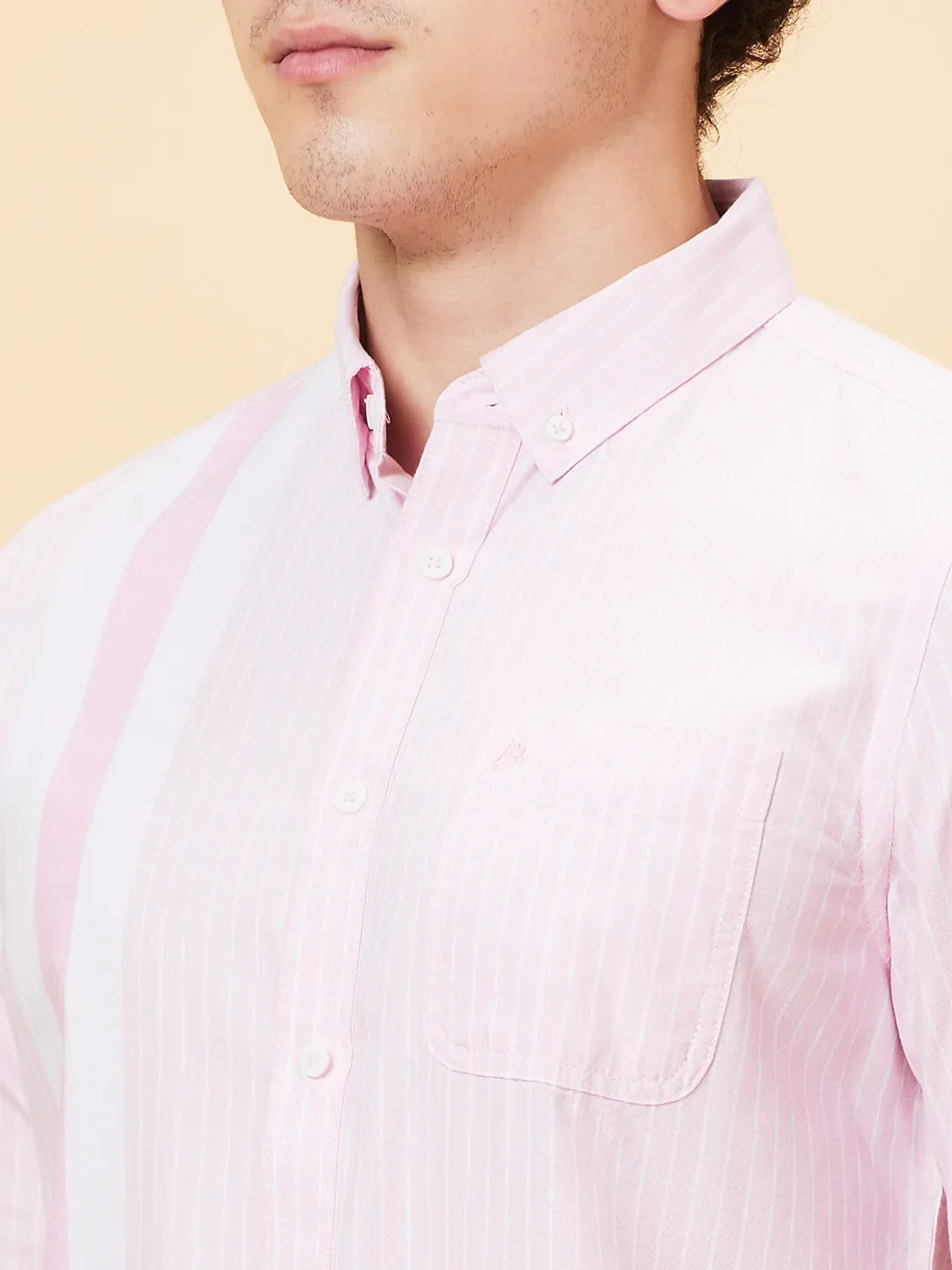 Pink Slim Fit Regular Collar Men's Shirt by Being Human Clothing - Image 5
