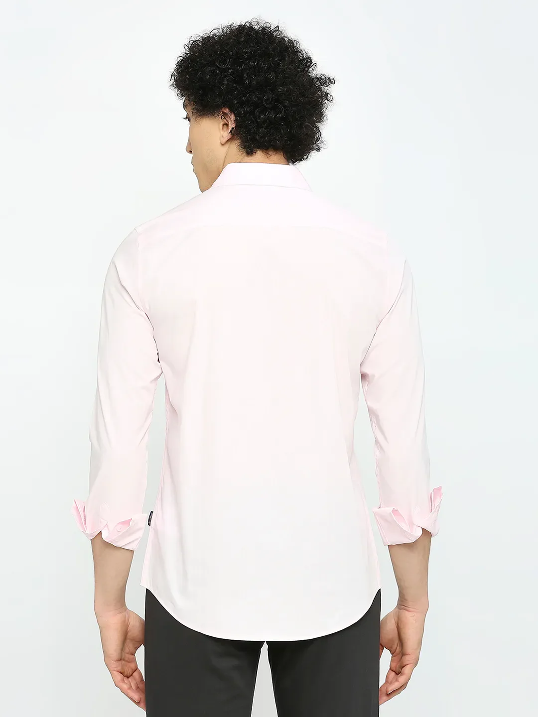 Pink Slim Straight Fit Regular Collar Long Sleeves Men's Shirt by Being Human Clothing - Image 4