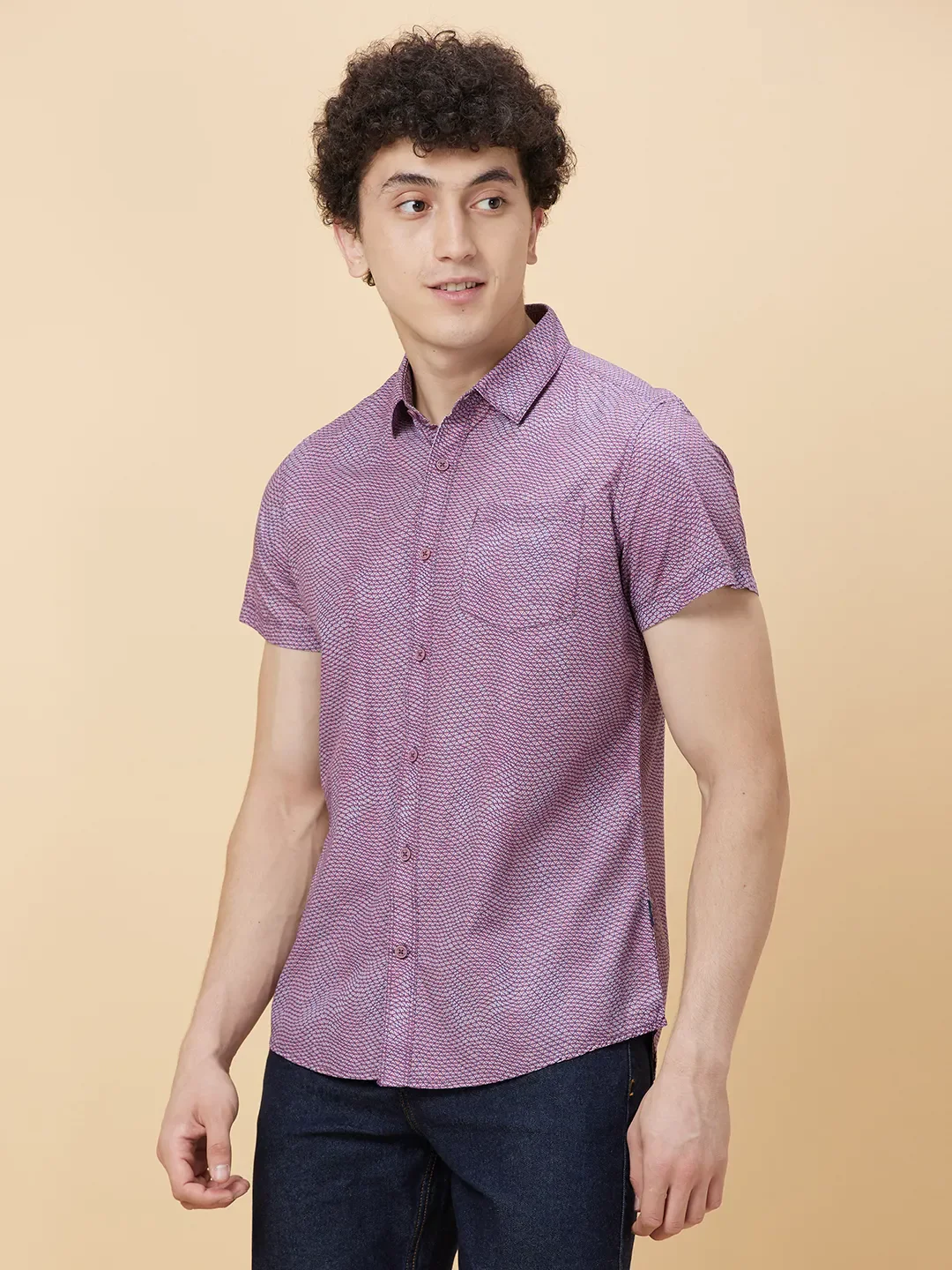 Pink Slim Fit Regular Collar Men's Shirt by Being Human Clothing - Image 3