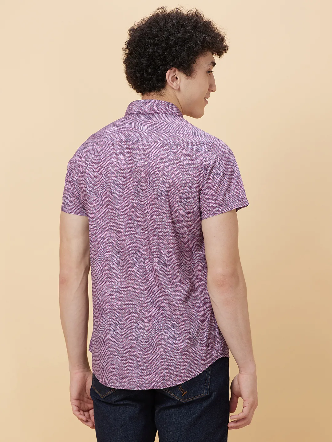 Pink Slim Fit Regular Collar Men's Shirt by Being Human Clothing - Image 4
