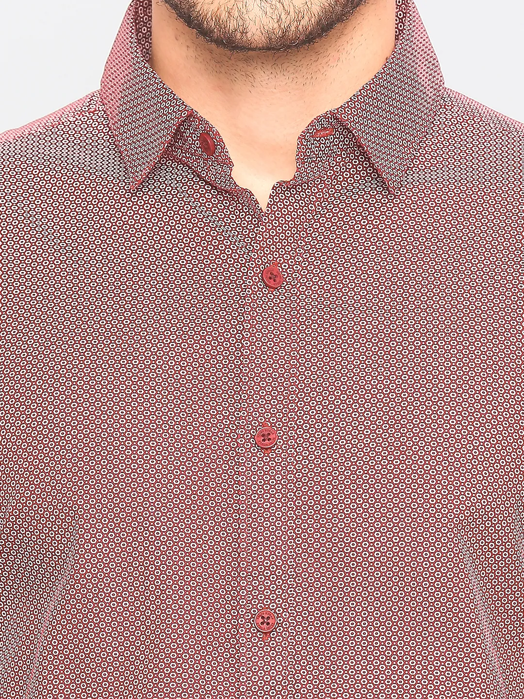 Red Slim Straight Fit Regular Collar Long Sleeves Men's Shirt by Being Human Clothing - Image 5