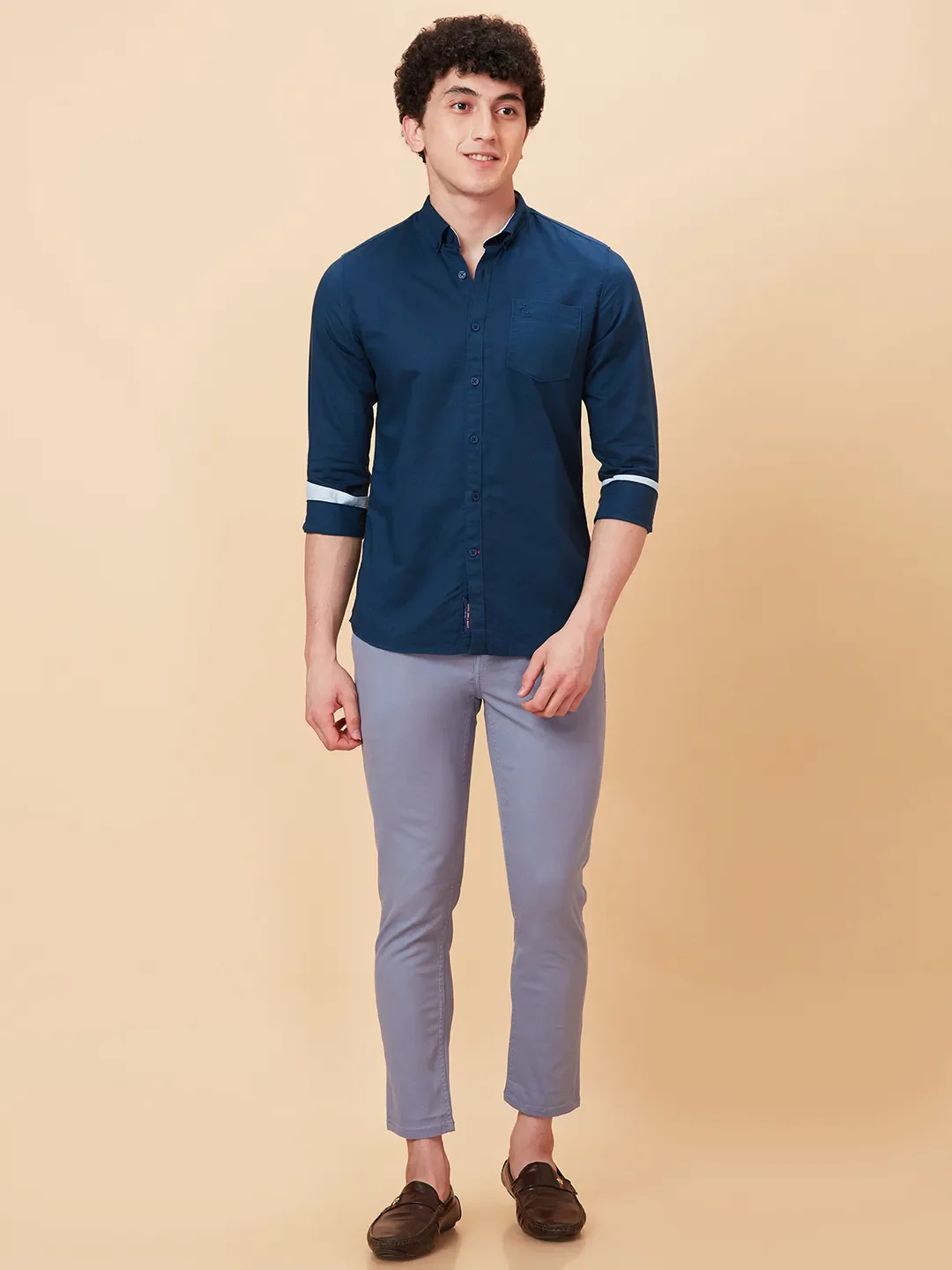 Teal Slim Fit Regular Collar Men's Shirt by Being Human Clothing - Image 2