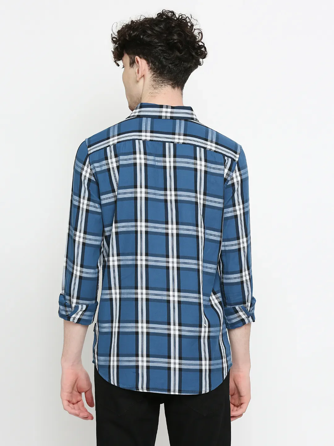 Green Slim Straight Fit Regular Collar Long Sleeves Men's Shirt by Being Human Clothing - Image 4