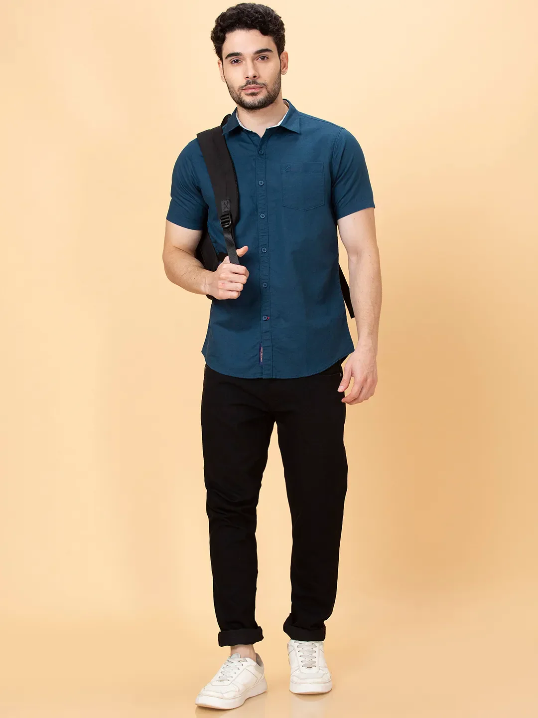 Teal Slim Fit Regular Collar Men's Shirt by Being Human Clothing - Image 6