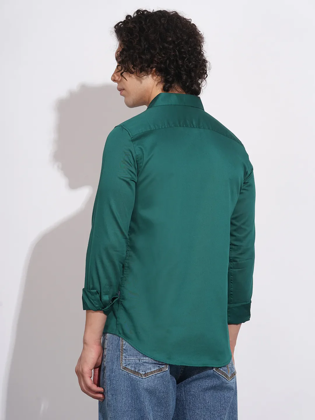 Teal Slim Fit Regular Collar Men's Shirt by Being Human Clothing - Image 3