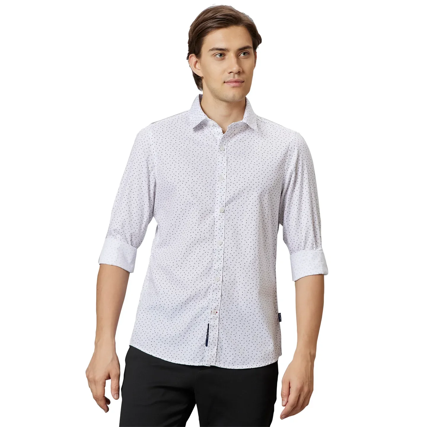White Slim Straight Fit Regular Collar Long Sleeves Men's Shirt by Being Human Clothing