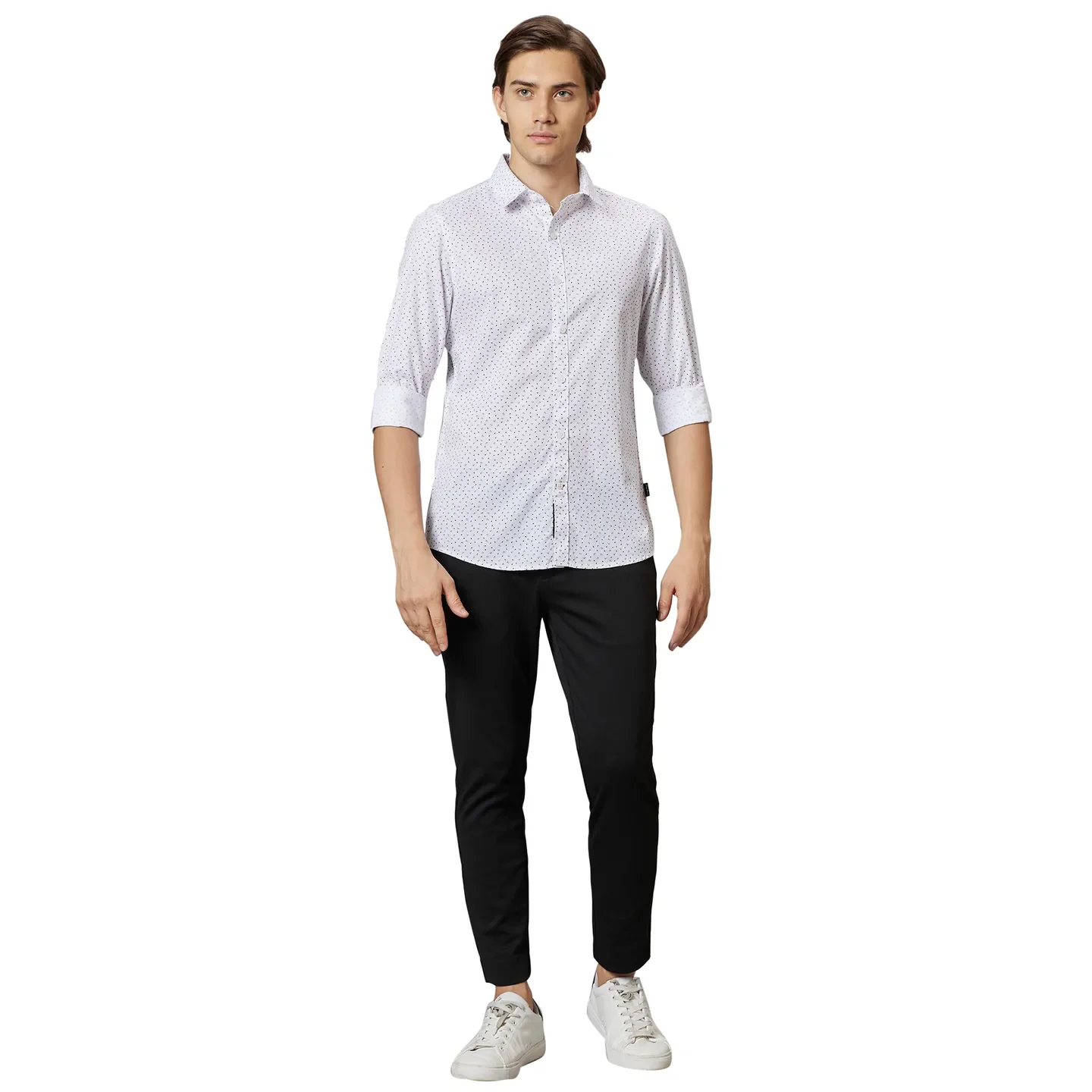 White Slim Straight Fit Regular Collar Long Sleeves Men's Shirt by Being Human Clothing - Image 2