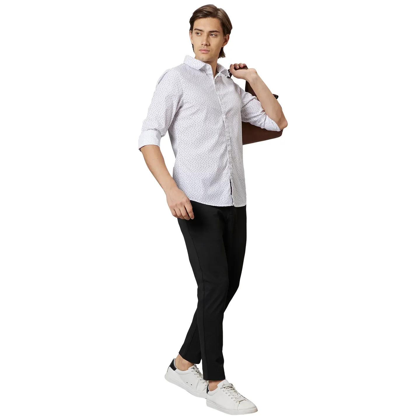 White Slim Straight Fit Regular Collar Long Sleeves Men's Shirt by Being Human Clothing - Image 6