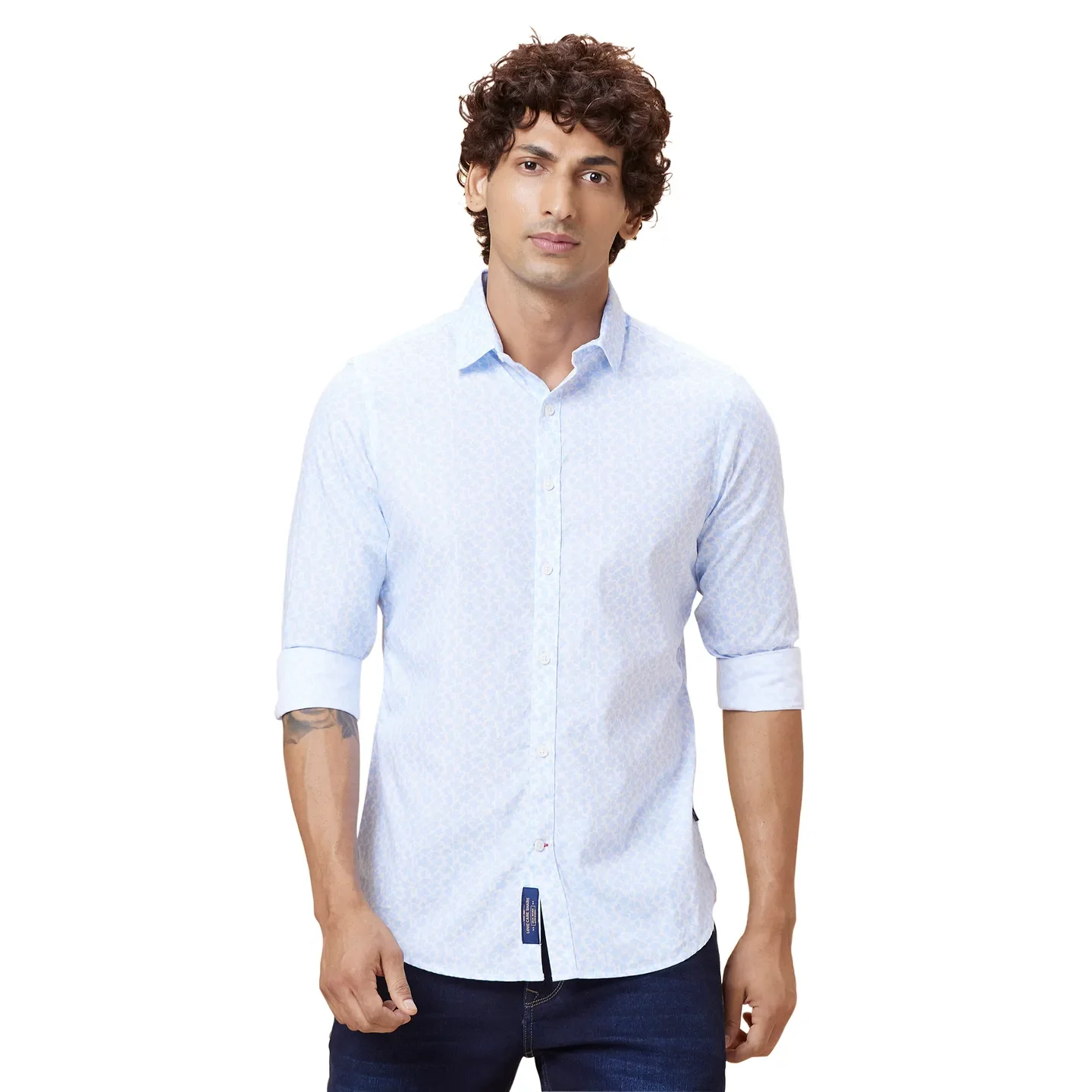 White Slim Straight Fit Regular Collar Long Sleeves Men's Shirt by Being Human Clothing
