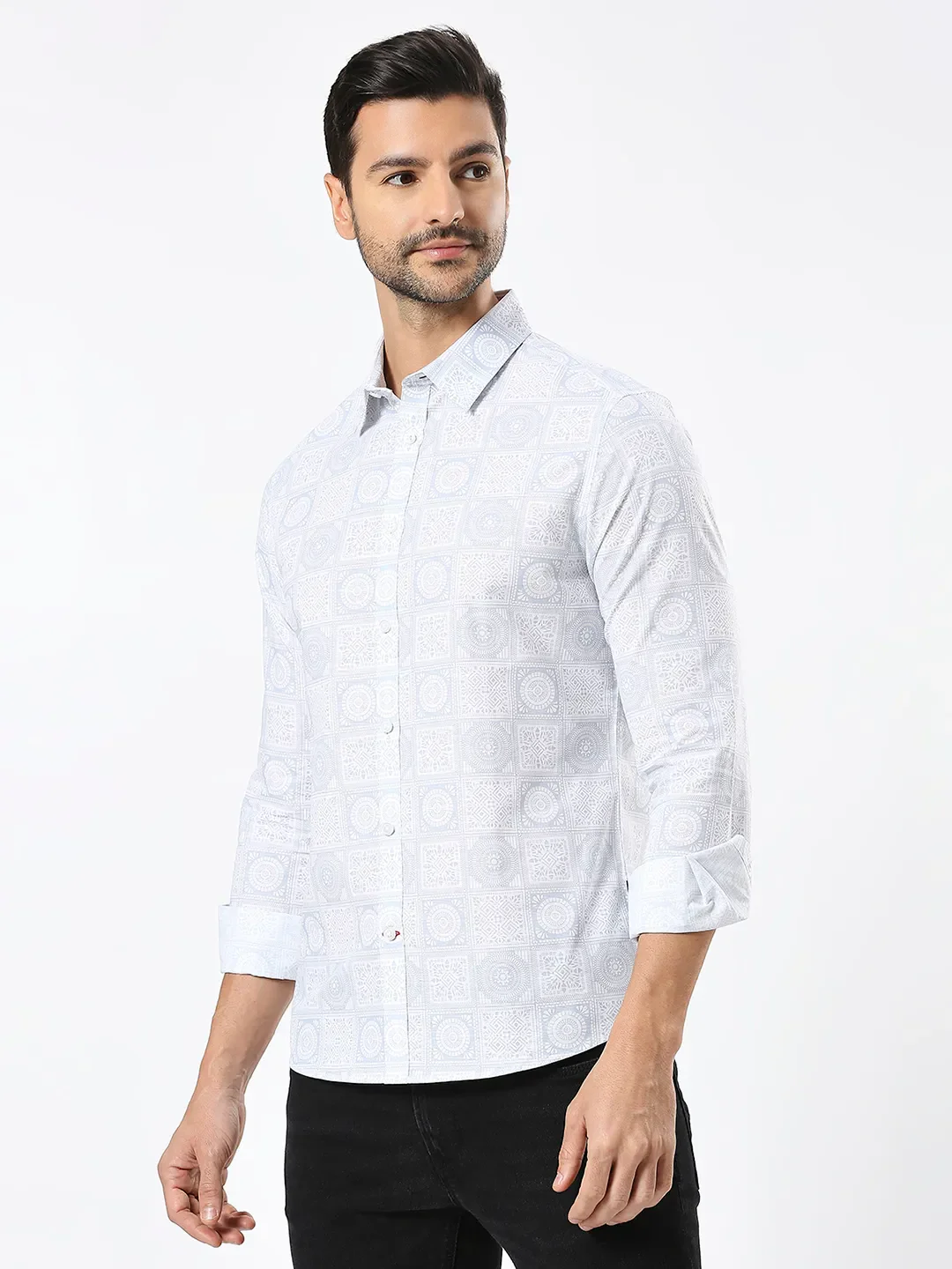White Slim Fit Regular Collar Men's Shirt by Being Human Clothing - Image 2