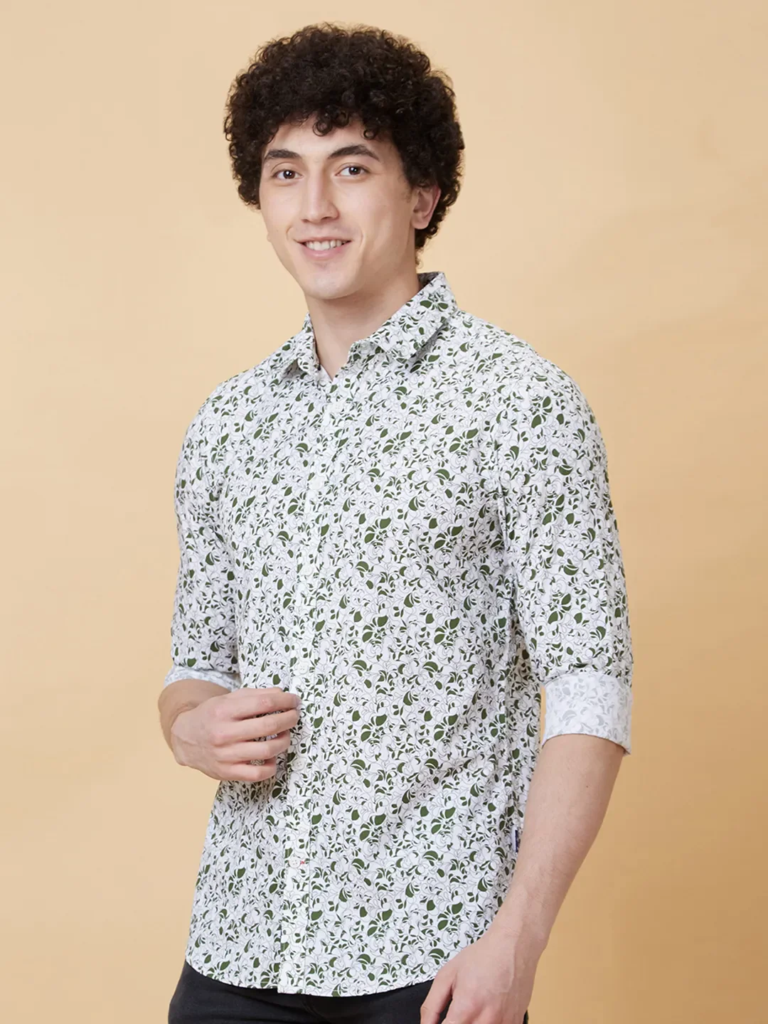 White Slim Straight Fit Regular Collar Long Sleeves Men's Shirt by Being Human Clothing - Image 4