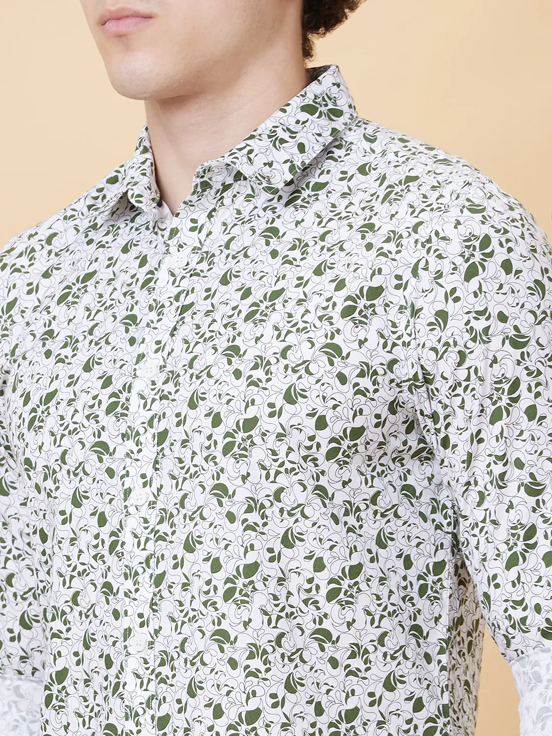 White Slim Straight Fit Regular Collar Long Sleeves Men's Shirt by Being Human Clothing - Image 5