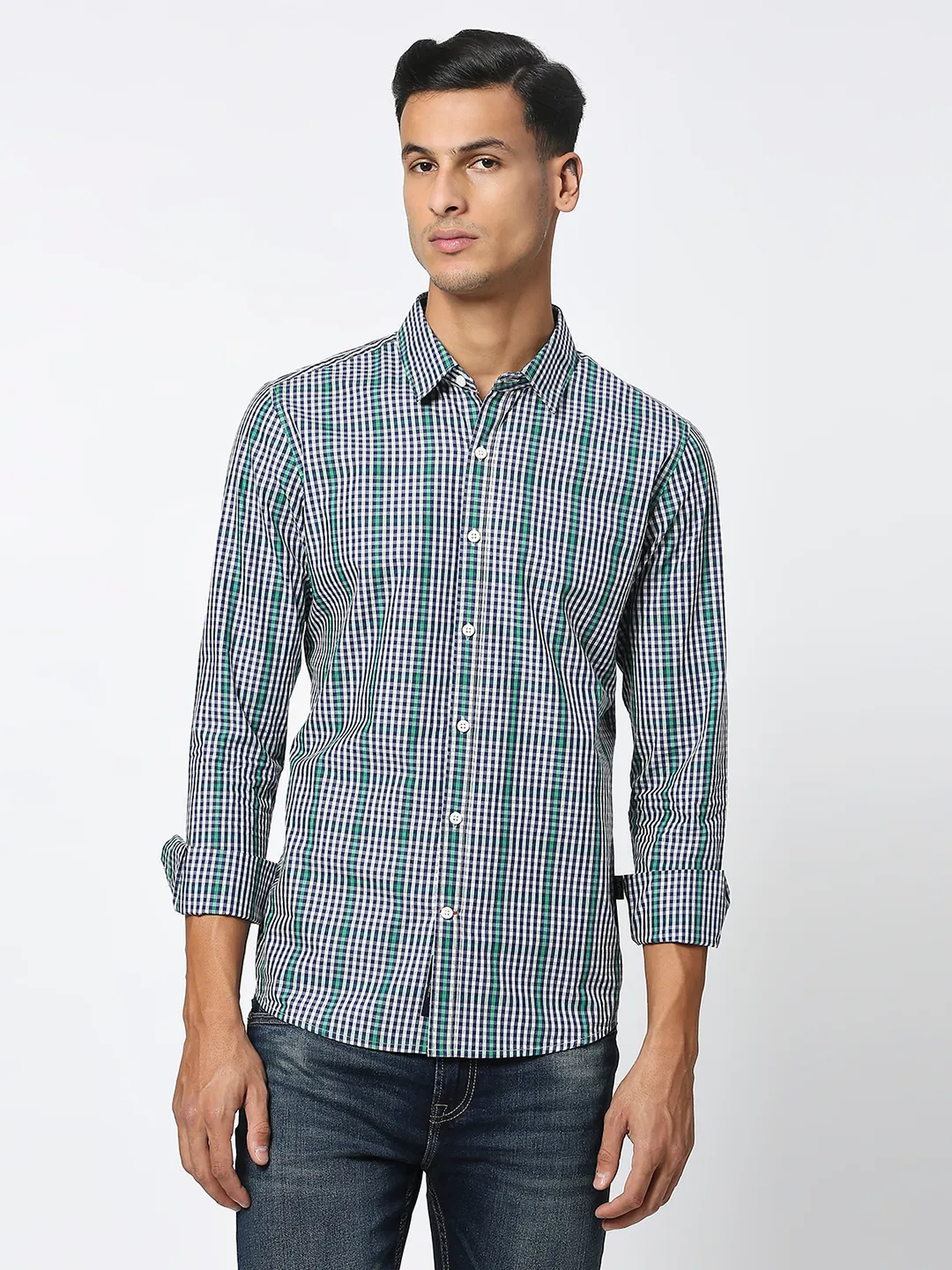 White Slim Fit Regular Collar Men's Shirt by Being Human Clothing