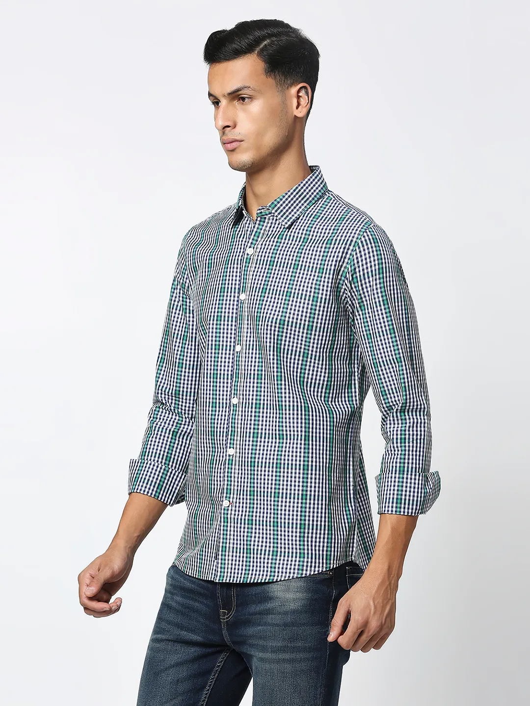 White Slim Fit Regular Collar Men's Shirt by Being Human Clothing - Image 2