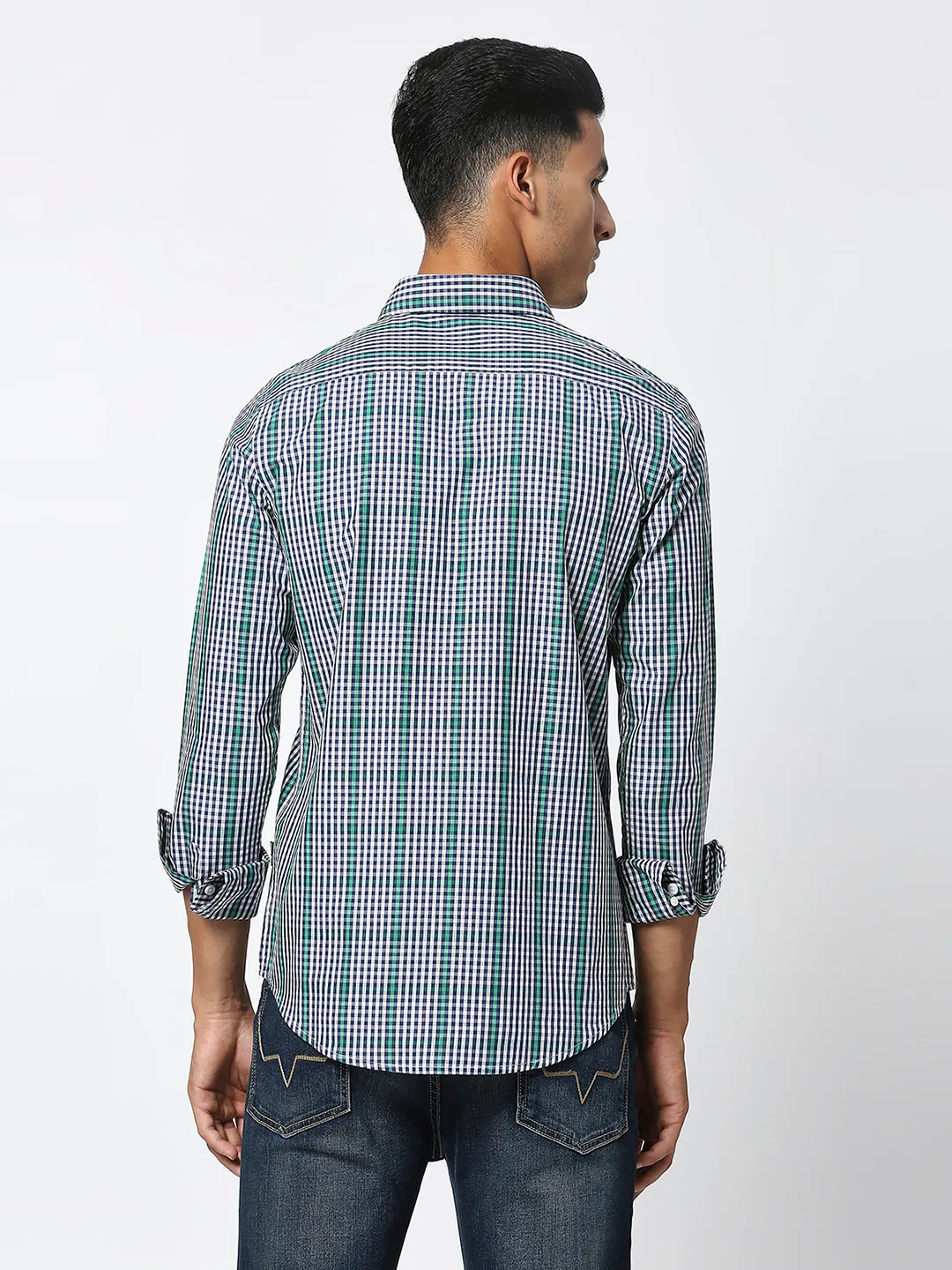 White Slim Fit Regular Collar Men's Shirt by Being Human Clothing - Image 4