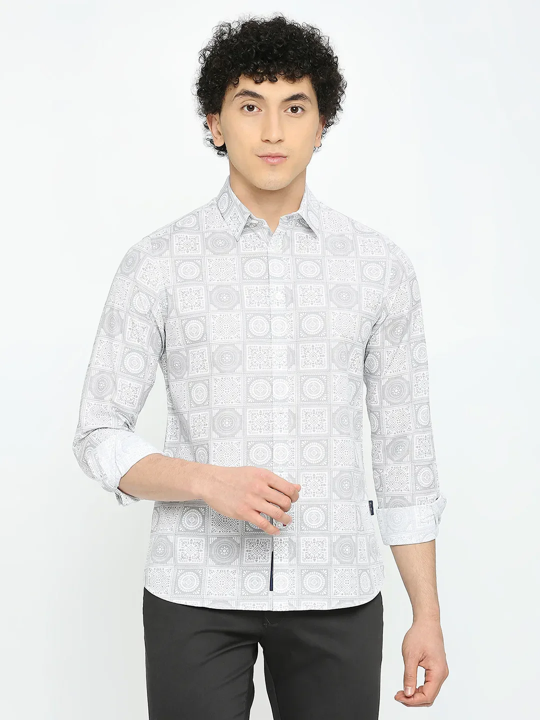 White Slim Straight Fit Regular Collar Long Sleeves Men's Shirt by Being Human Clothing