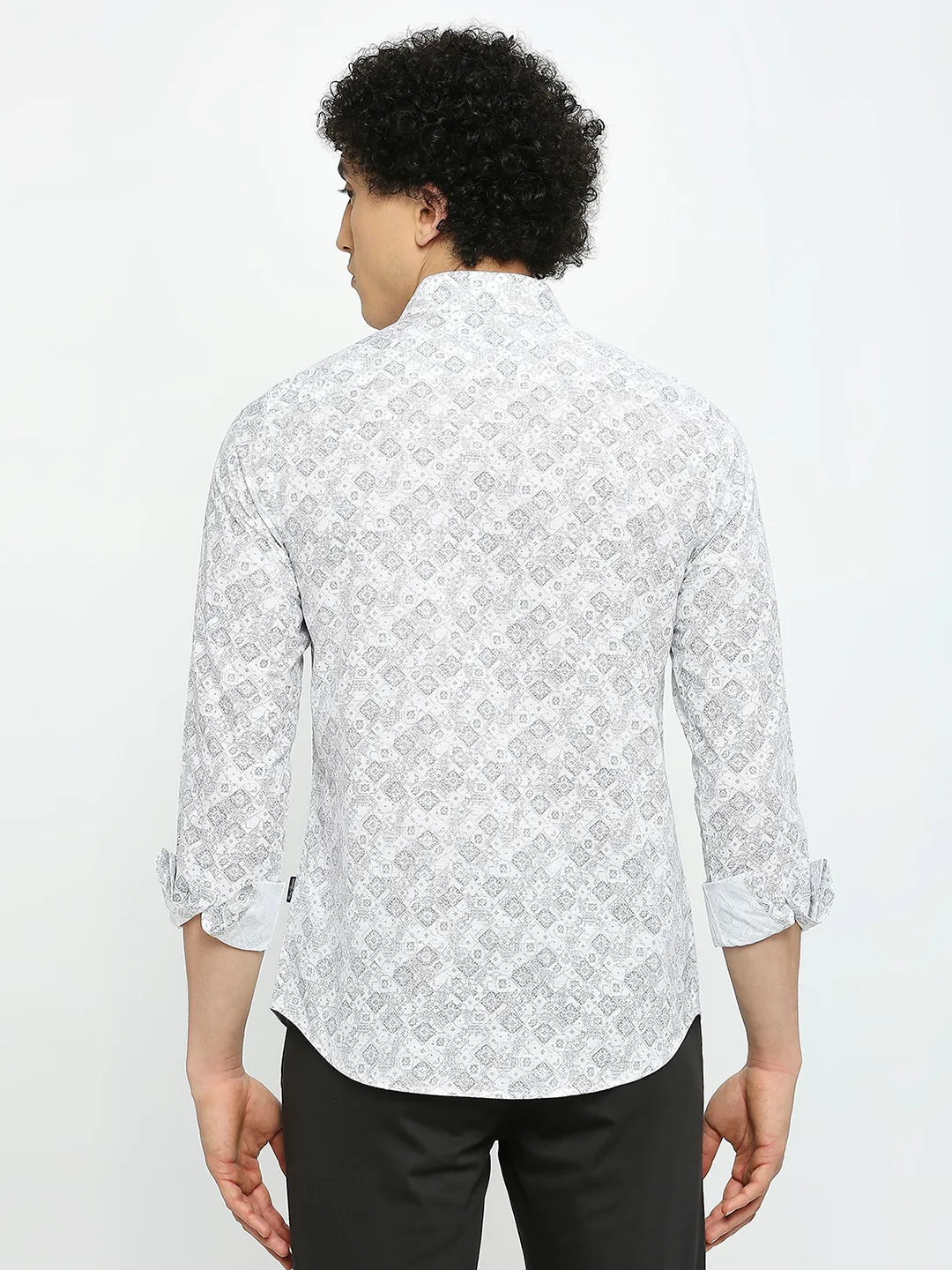 White Slim Straight Fit Regular Collar Long Sleeves Men's Shirt by Being Human Clothing - Image 4