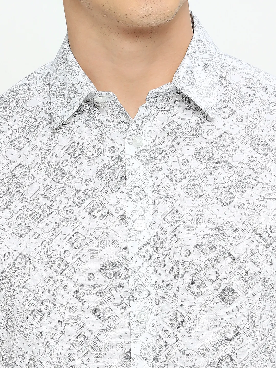 White Slim Straight Fit Regular Collar Long Sleeves Men's Shirt by Being Human Clothing - Image 5