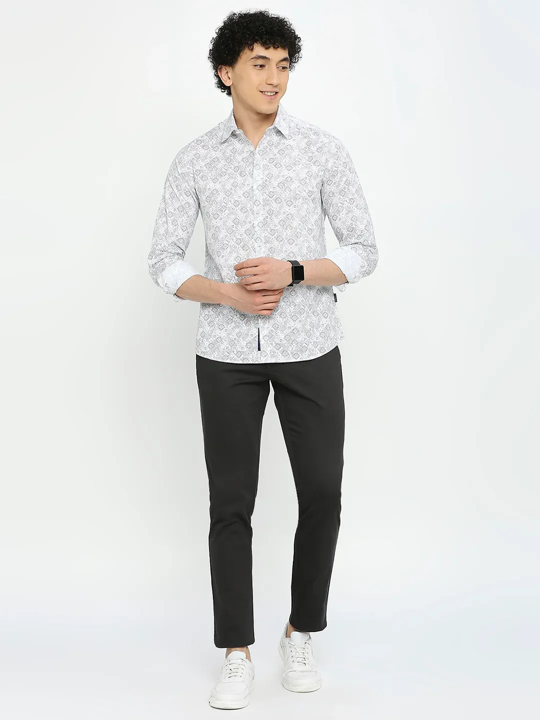 White Slim Straight Fit Regular Collar Long Sleeves Men's Shirt by Being Human Clothing - Image 6