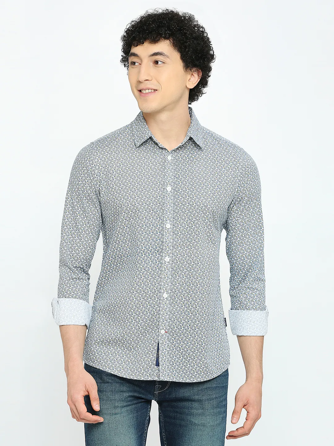 White Slim Straight Fit Regular Collar Long Sleeves Men's Shirt by Being Human Clothing